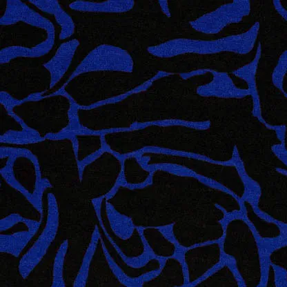 Viscosemengeling zwart met blauwkleurige abstract patroon